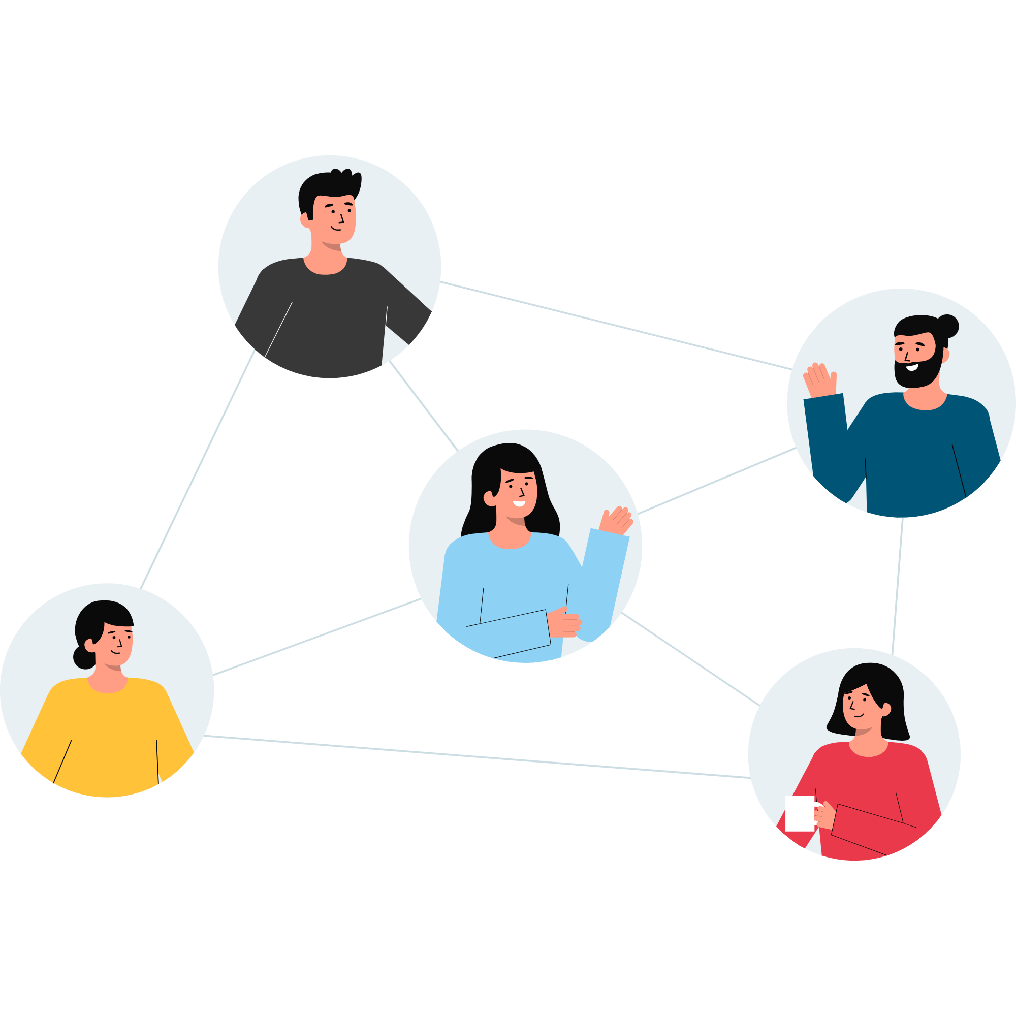 Een foto van mensen die met elkaar communiceren